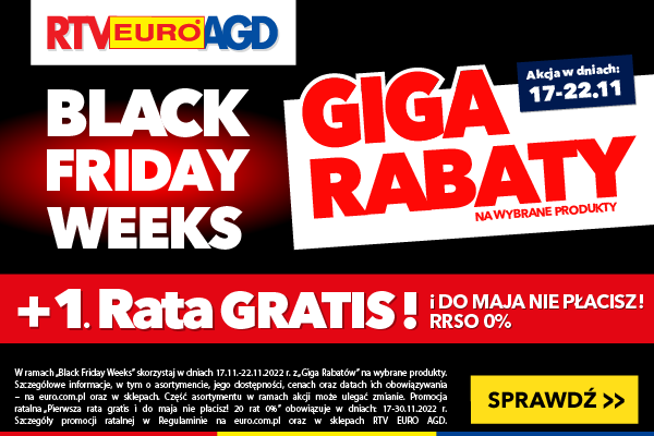 Giga rabaty w RTV Euro AGD + 1. Rata gratis!